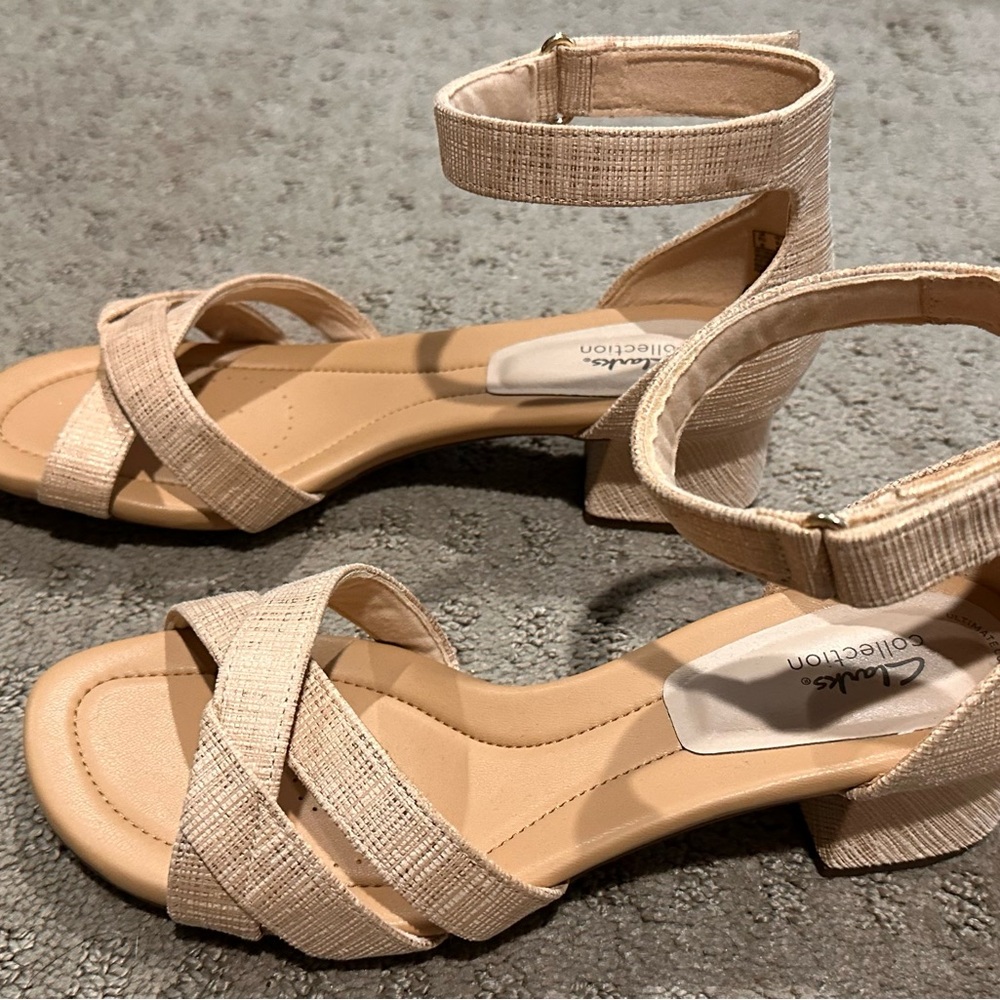 Clarks Beige Ankle Strap Sandals - Picture 3 of 3